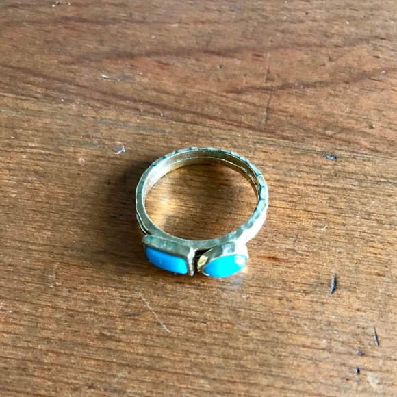Turquoise Stone and Gold Stackable Rings - Picture 2 of 2